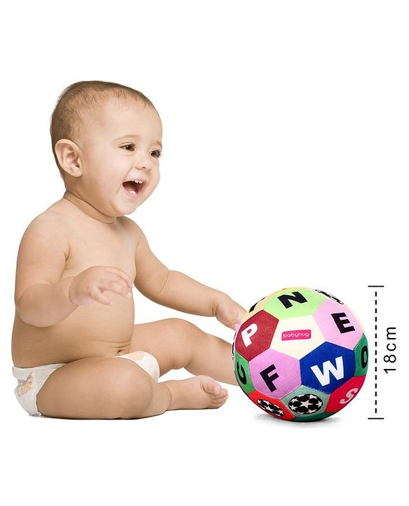 Babyhug Alphabet Soft Ball Multicolor - Height 18 cm (Color May Vary)