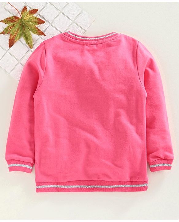 Babyhug Full Sleeves Sweatshirt with Sequins Design - Pink