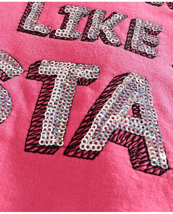 Babyhug Full Sleeves Sweatshirt with Sequins Design - Pink