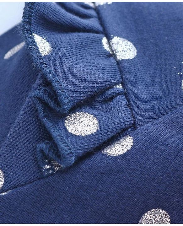 Babyhug Full Sleeves Sequin Design Sweatshirt Polka Dots Print - Navy
