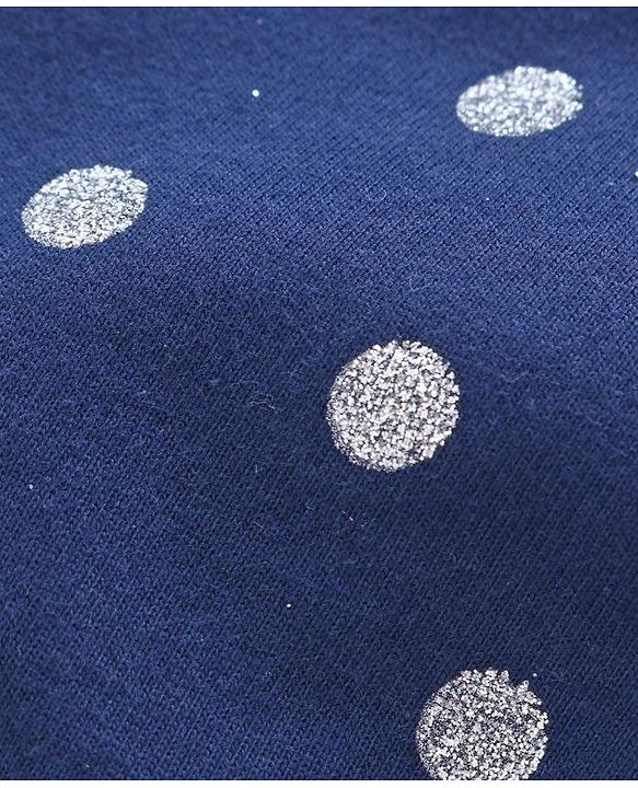 Babyhug Full Sleeves Sequin Design Sweatshirt Polka Dots Print - Navy