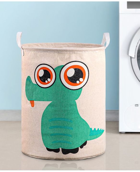 Babyhug Cotton Foldable Laundry bag Crocodile Print - Green