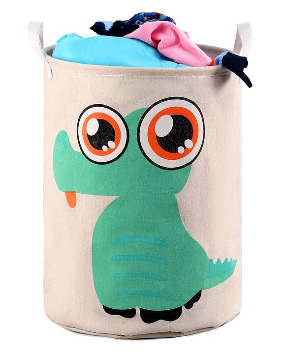 Babyhug Cotton Foldable Laundry bag Crocodile Print - Green