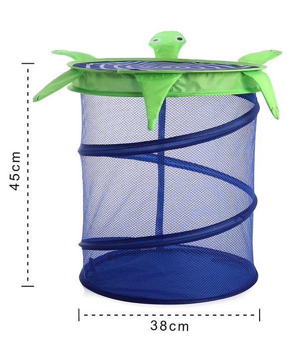 Babyhug Collapsible Laundry Bag With Lid Turtle Shaped - Blue