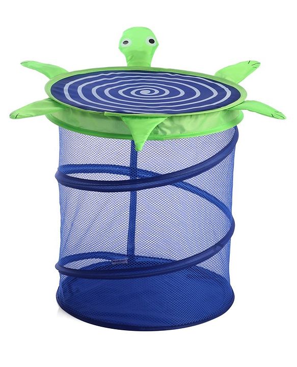 Babyhug Collapsible Laundry Bag With Lid Turtle Shaped - Blue