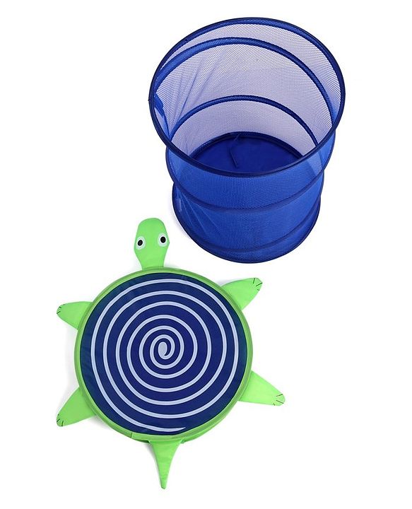 Babyhug Collapsible Laundry Bag With Lid Turtle Shaped - Blue