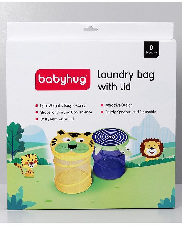Babyhug Collapsible Laundry Bag With Lid Turtle Shaped - Blue