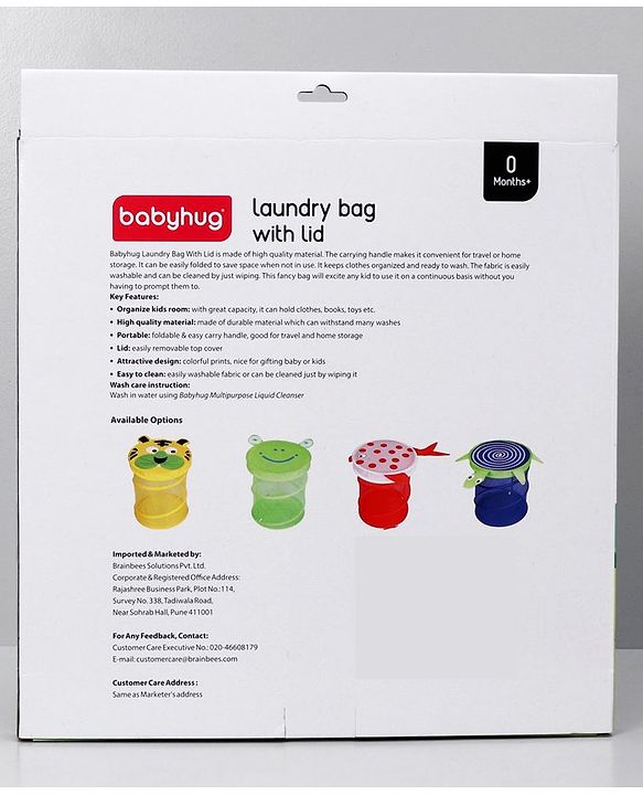 Babyhug Collapsible Laundry Bag With Lid Turtle Shaped - Blue