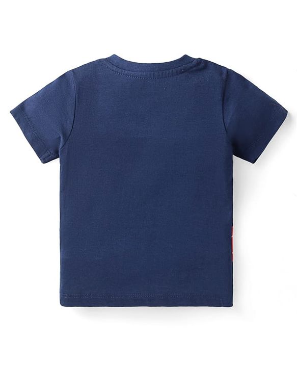 Babyhug Half Sleeves Night Suit Kitty Print - Navy Blue Red