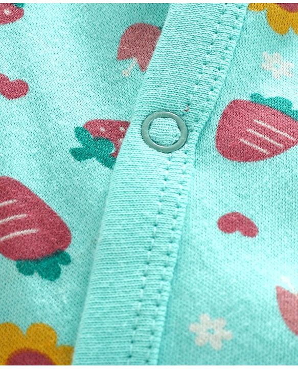 Babyhug Full Sleeves Sleepsuit Strawberry Print - Blue