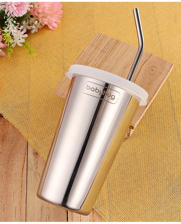 Babyhug Stainless Steel Tumbler With Airtight Lids & Straw - 300 ml