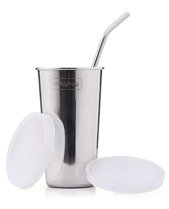 Babyhug Stainless Steel Tumbler With Airtight Lids & Straw - 300 ml
