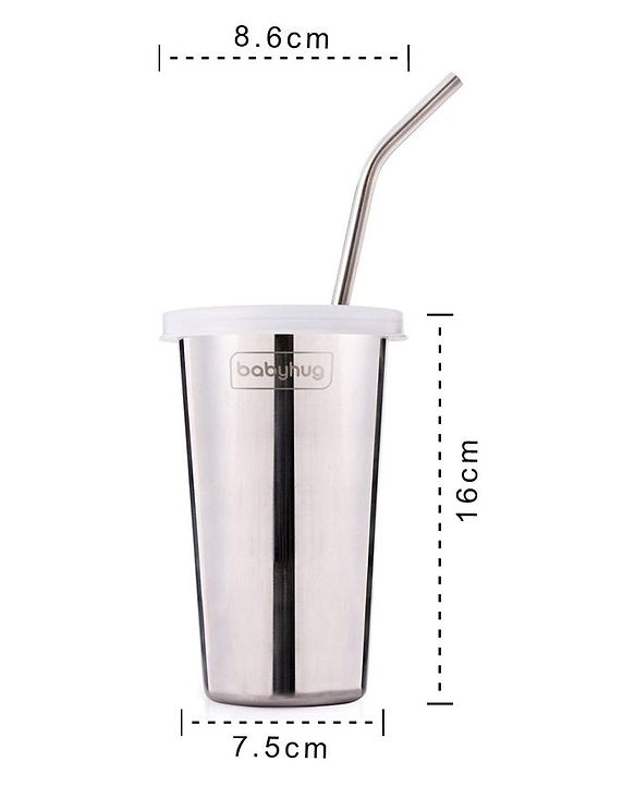 Babyhug Stainless Steel Tumbler With Airtight Lids & Straw - 300 ml