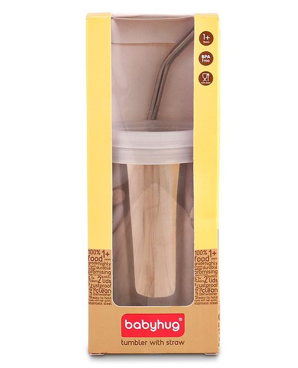 Babyhug Stainless Steel Tumbler With Airtight Lids & Straw - 300 ml