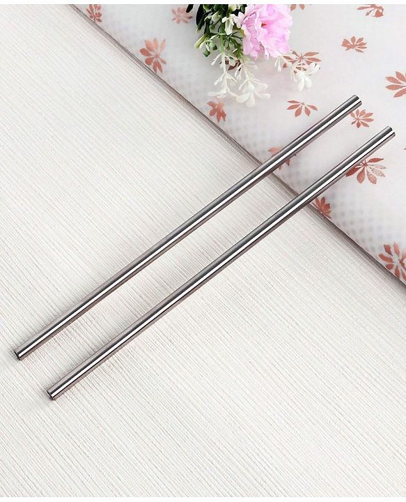 Babyhug Stainless Steel Drinking Straw With Cleaning Brush Set of 5 - Silver
