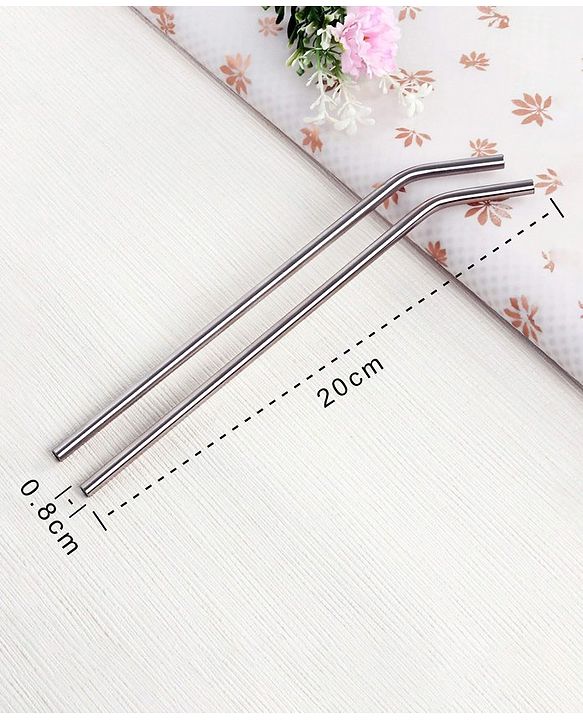 Babyhug Stainless Steel Drinking Straw With Cleaning Brush Set of 5 - Silver
