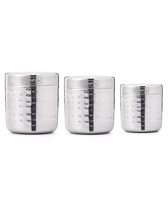 Babyhug Stainless Steel Container Pack of 3 - Silver
