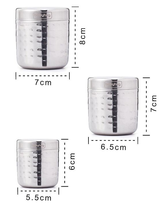 Babyhug Stainless Steel Container Pack of 3 - Silver