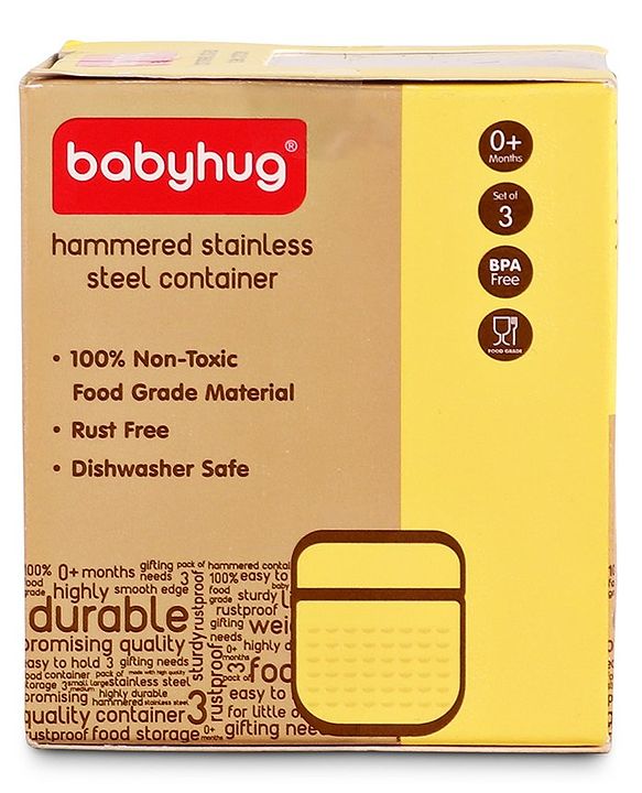 Babyhug Stainless Steel Container Pack of 3 - Silver