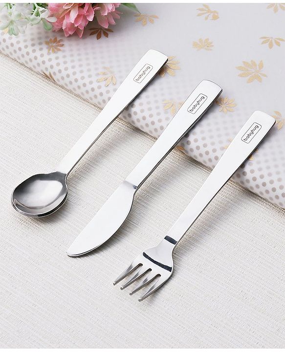 Babyhug Stainless Steel Cutlery Pack of 3 - Silver