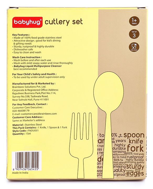 Babyhug Stainless Steel Cutlery Pack of 3 - Silver