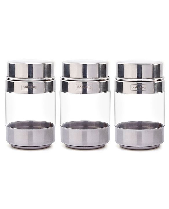 Babyhug Stainless Steel Canisters Set of 3 - Silver