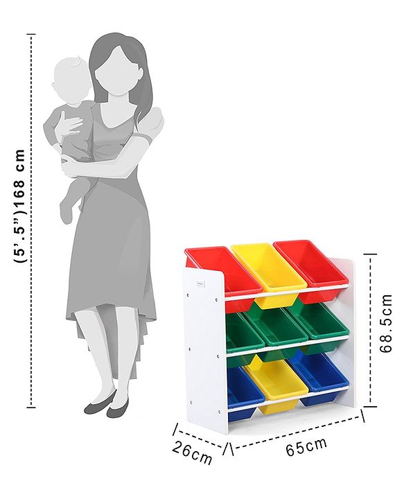 Babyhug 3-Tier Toy Organizer With 9 Trays - Multicolor