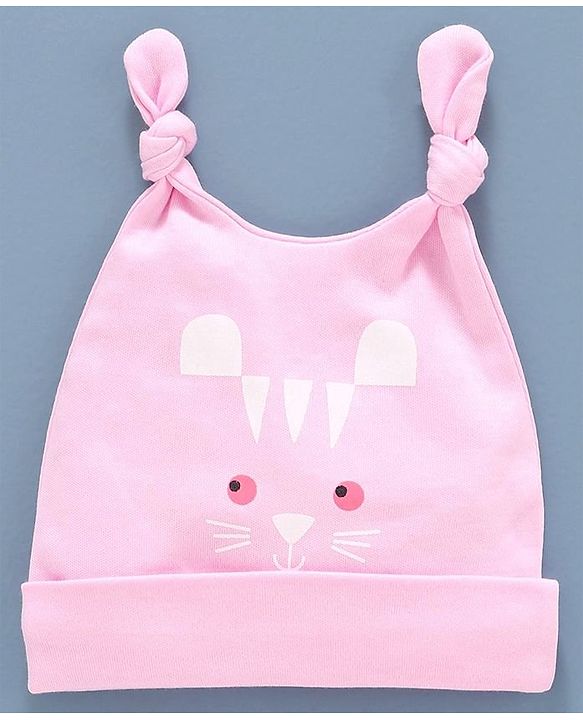 Babyhug 100% Cotton Printed Cap Pink  - Diameter 9.5 cm