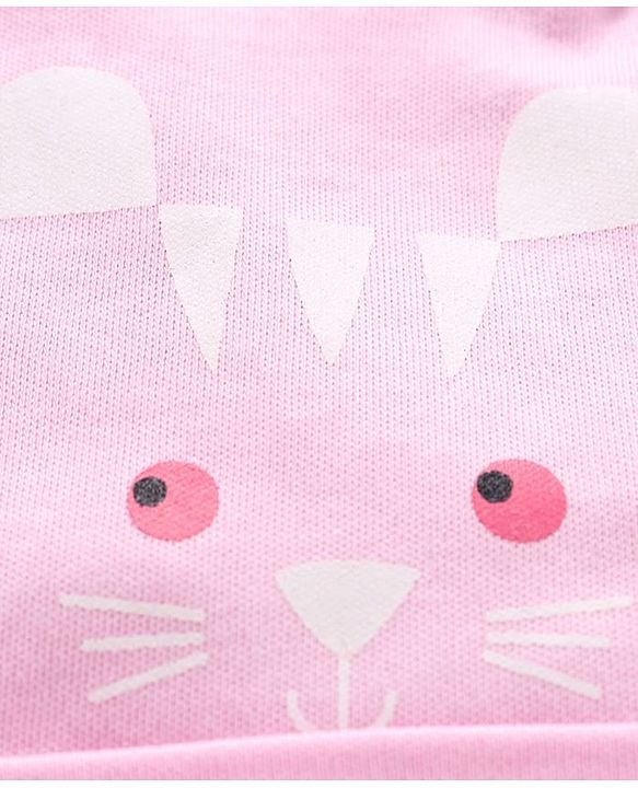 Babyhug 100% Cotton Printed Cap Pink  - Diameter 9.5 cm