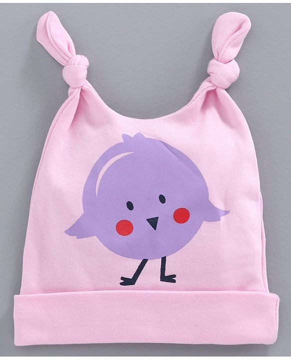 Babyhug 100% Cotton Cap Bird Print Pink -  Diameter 10 cm