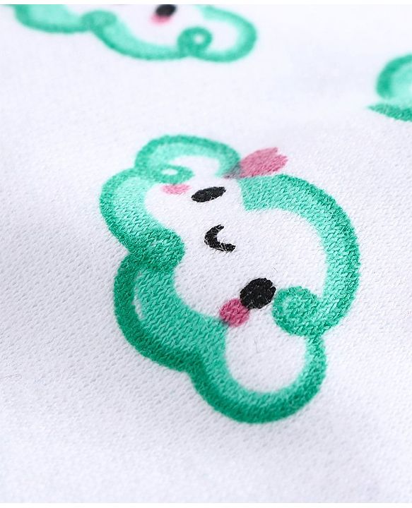 Babyhug 100% Cotton Cap Cloud Print Green  - Diameter 9 cm