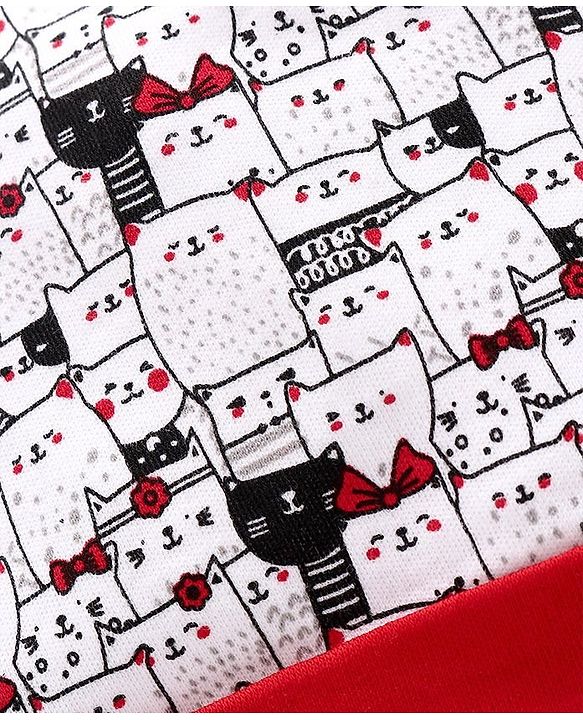Babyhug Cap Kitten Print Red -  Diameter 10 cm