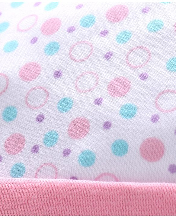 Babyhug 100% Cotton Cap Mittens & Booties Pink White -  Diameter 10 cm