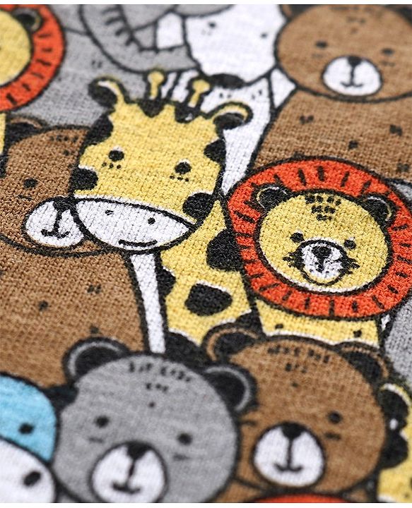 Babyhug Doctor Sleeves Tee Friends Print - Grey & Multicolor