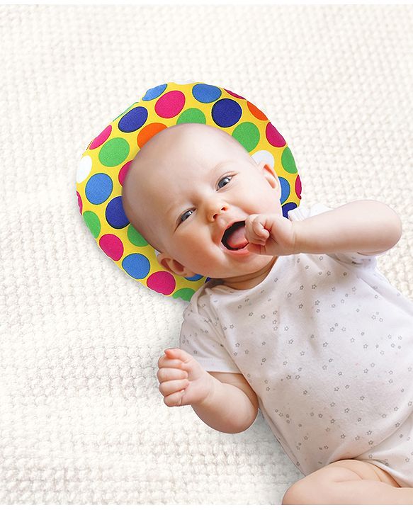 Babyhug Cotton Baby Pillow Polka Dot Print - Yellow