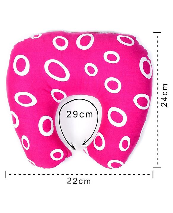 Babyhug Cotton Baby Pillow with Neck Support Circle Print - Red