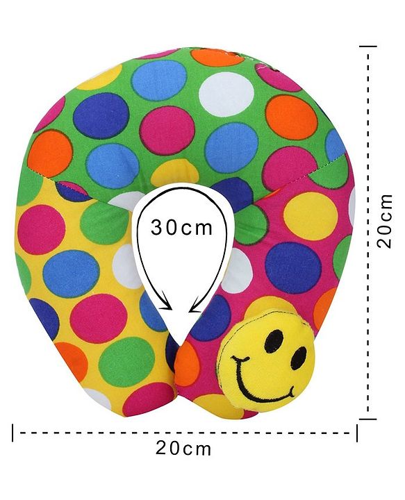 Babyhug Cotton Neck Protector Pillow with Motif - Smiley