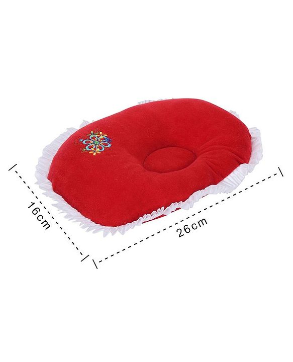 Babyhug Velour Baby Pillow Oval Shape - Red