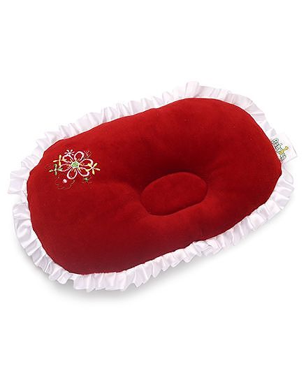 Babyhug Velour Baby Pillow Oval Shape - Red