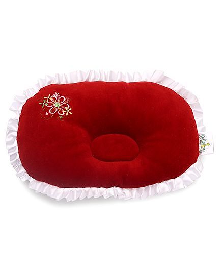 Babyhug Velour Baby Pillow Oval Shape - Red