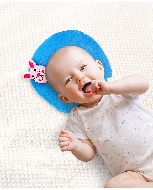 Babyhug Velour Shape Supporter Pillow Bunny Motif  - Blue