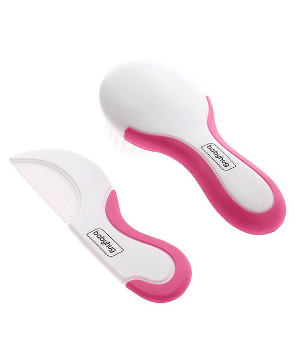 Babyhug Easy Grip Hair Brush & Comb Set - Pink