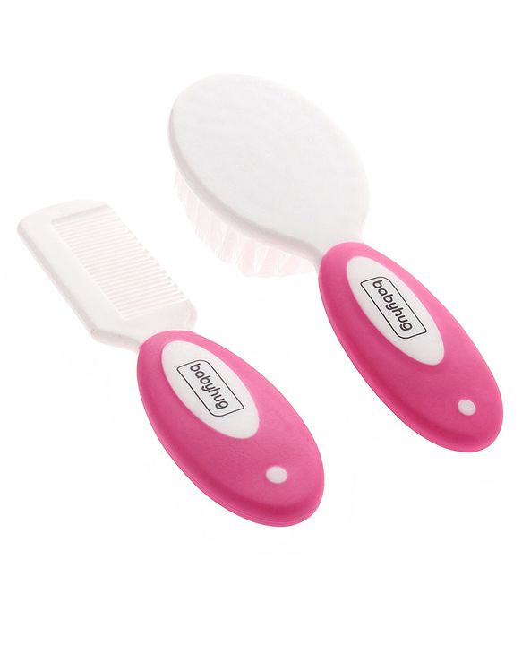 Babyhug Easy Grip Hair Brush & Comb Set - Pink