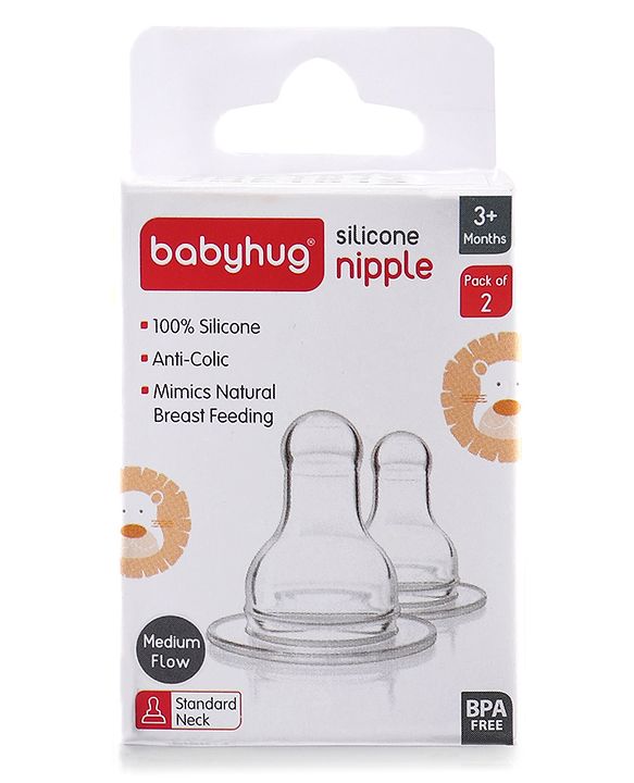 Babyhug Silicone Slow Medium Flow Nipple - Pack of 2