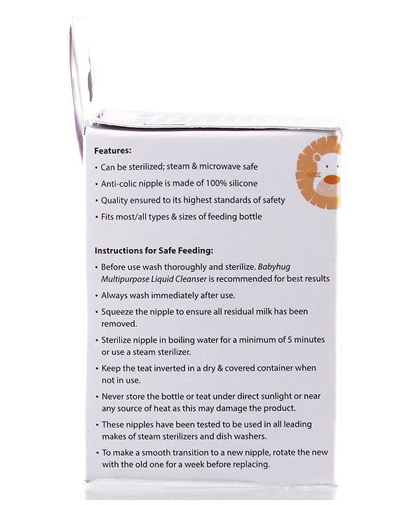 Babyhug Silicone Slow Medium Flow Nipple - Pack of 2