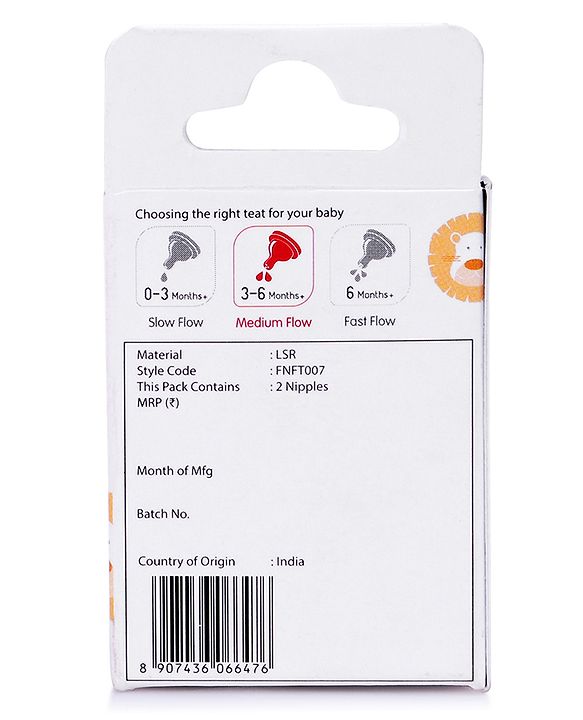 Babyhug Silicone Slow Medium Flow Nipple - Pack of 2