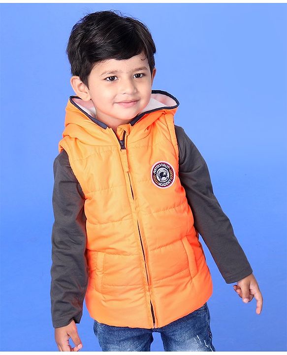 Babyhug  Sleeveless Hooded Jacket - Orange