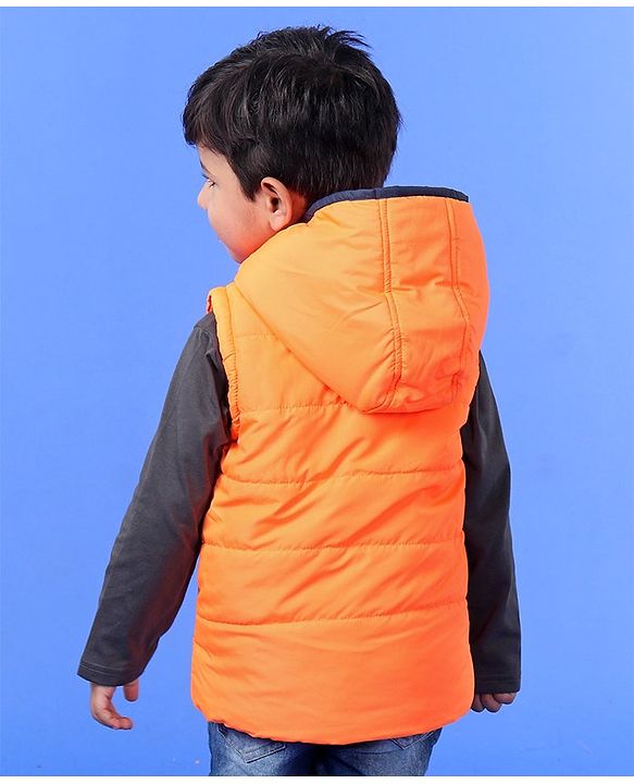 Babyhug  Sleeveless Hooded Jacket - Orange