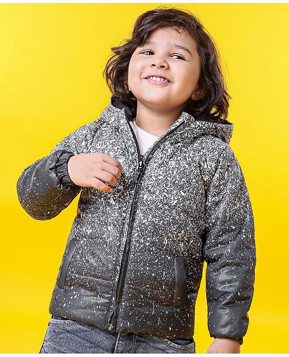 Babyhug Full Sleeves Hooded Padded Winter Jacket - Grey