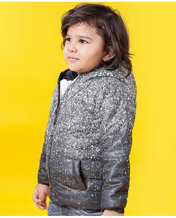 Babyhug Full Sleeves Hooded Padded Winter Jacket - Grey